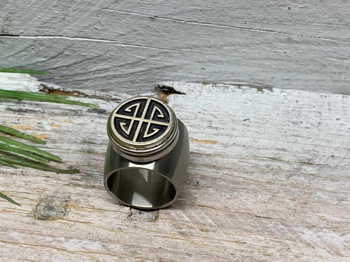 Keltischer Edelstahl Ring Gr. 17 / 18 mm – Wechselbares Chunk Design