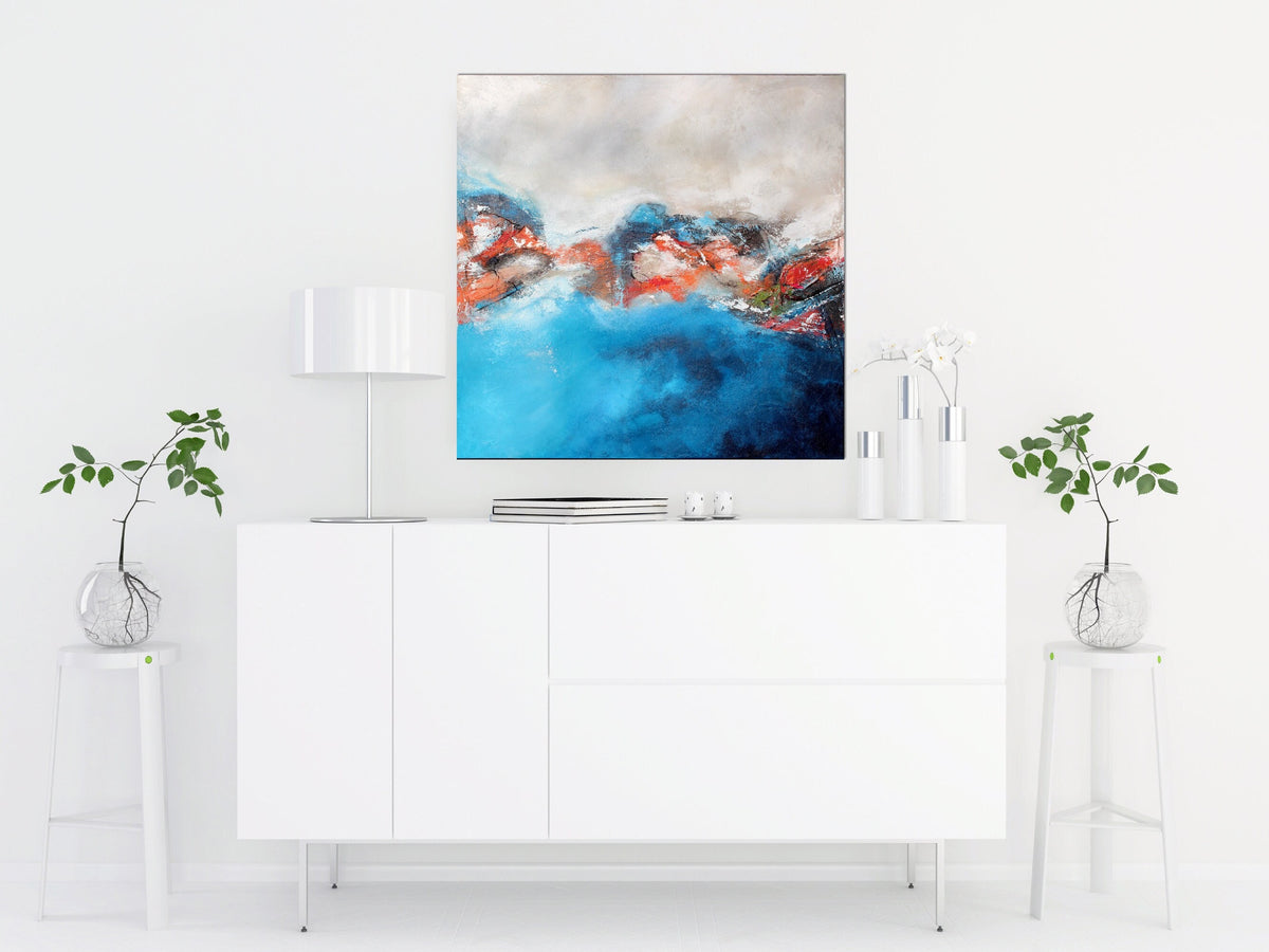 Original abstrakte Malerei „Schwung“, 100x100 cm, moderne Kunst in Mischtechnik von Atelier steph-aRt, einzigartiges Kunstwerk auf Leinwand - Hochwertige handgemalte Kunst auf Leinwand.