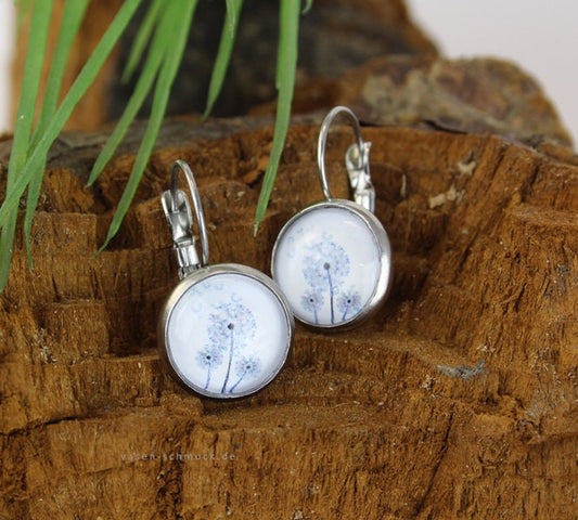 Elegante Ohrhänger mit Pusteblume Motiv – Zart & Natürlich in Blau