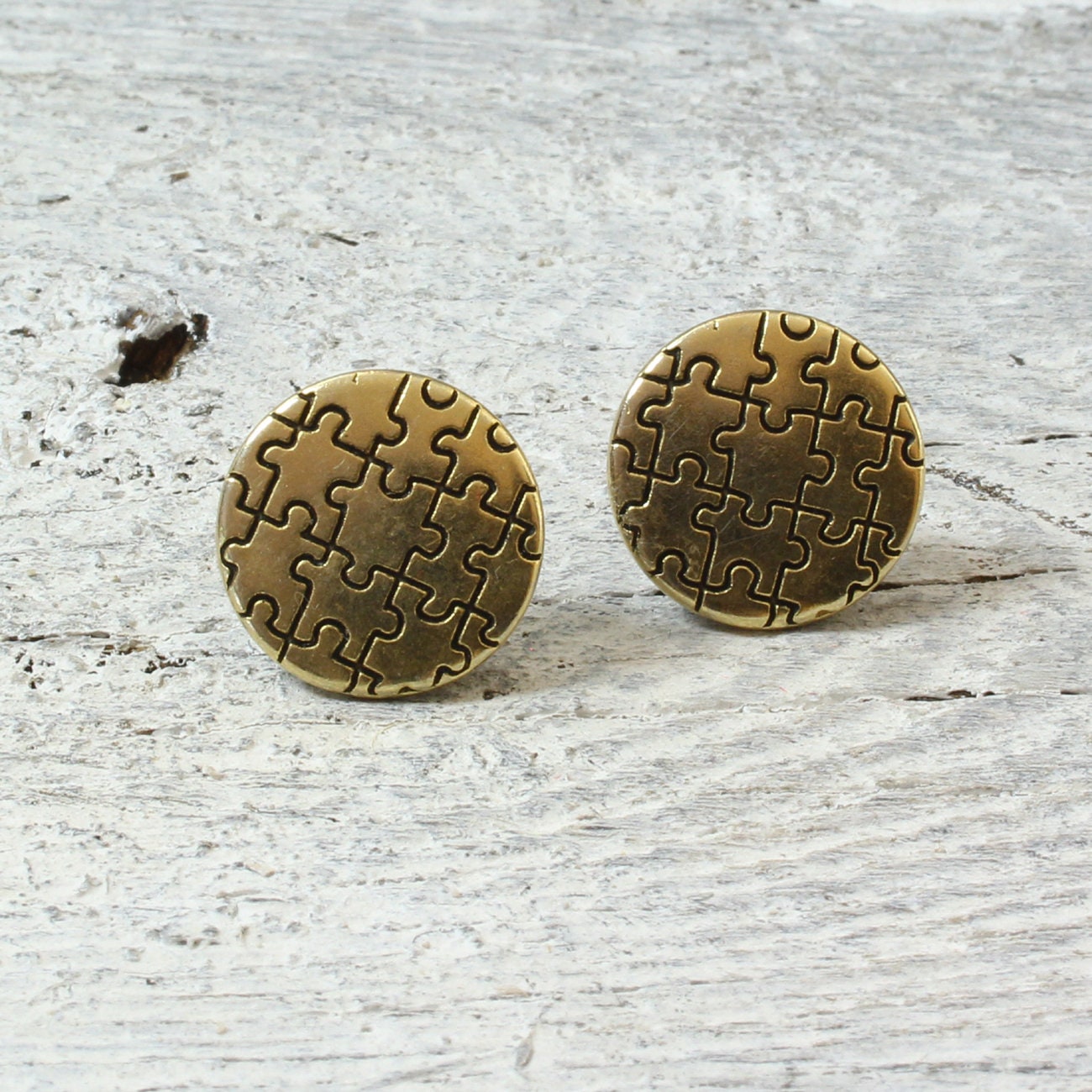 Edelstahl Ohrstecker Puzzle – Handgemachte Ohrringe in Gold
