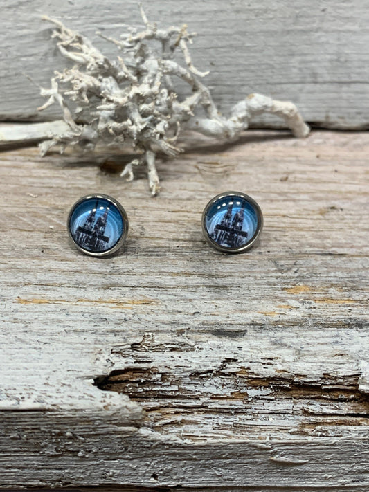 Ohrringe Kölner Dom in Himmelblau – Elegante Ohrstecker für jeden Anlass