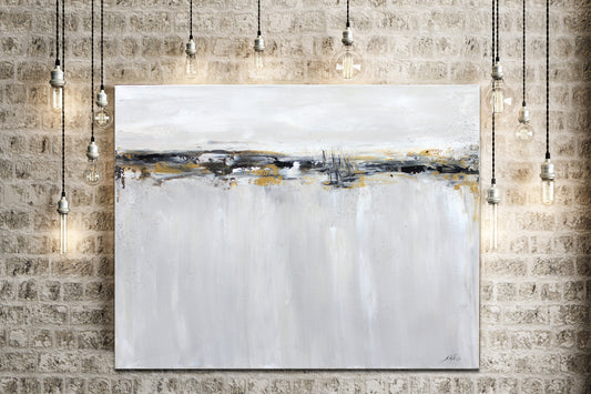 Handgemaltes Acrylbild vom Künstler auf Leinwand - "Regatta Taupe Gold" -Unikat als Moderne Kunst Deko Gemälde abstrakte Malerei u. Original - Hochwertige handgemalte Kunst auf Leinwand.