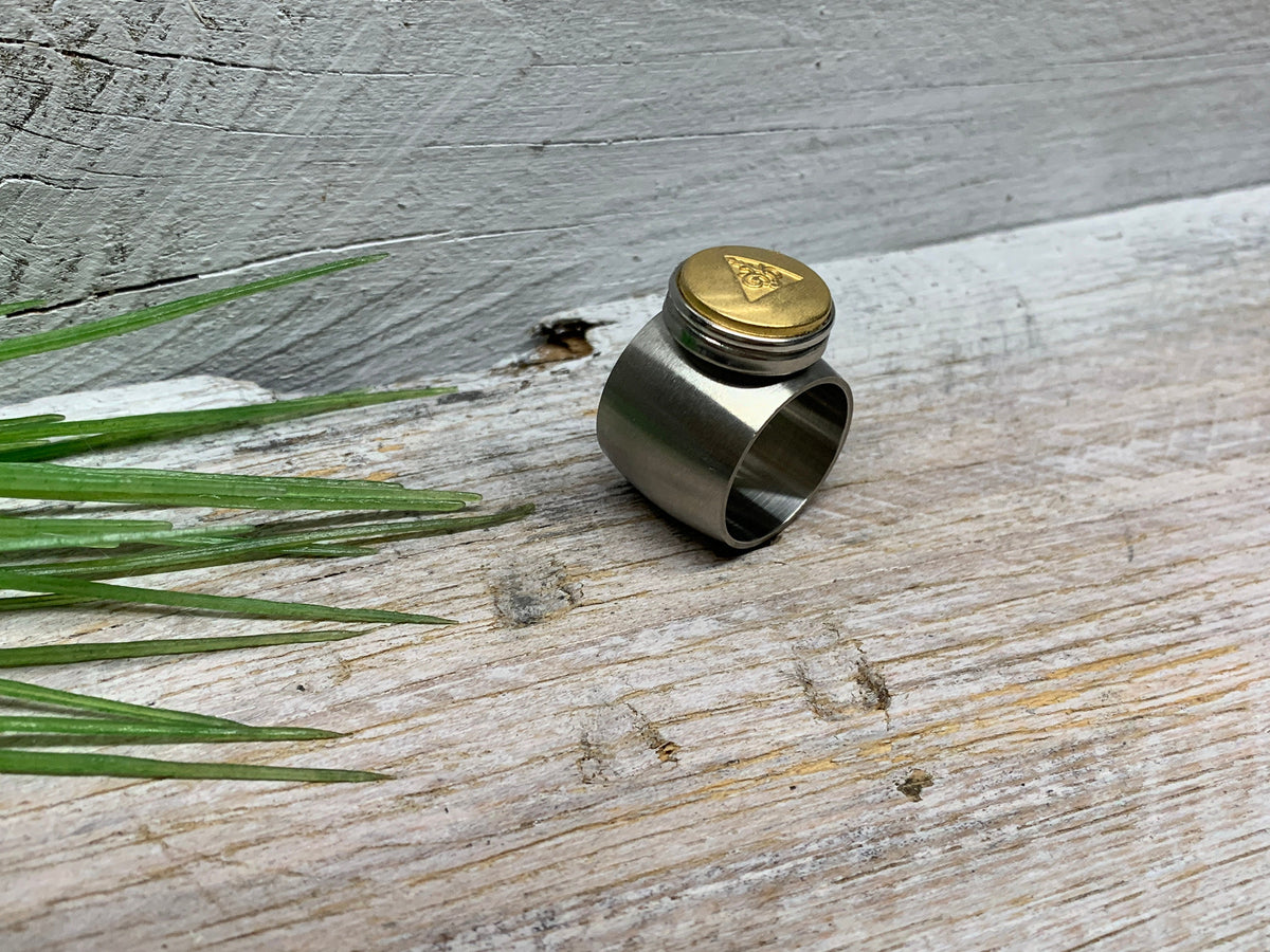 Geometrischer Edelstahl Ring Gr. 17 und 19 mm – Bicolor Design