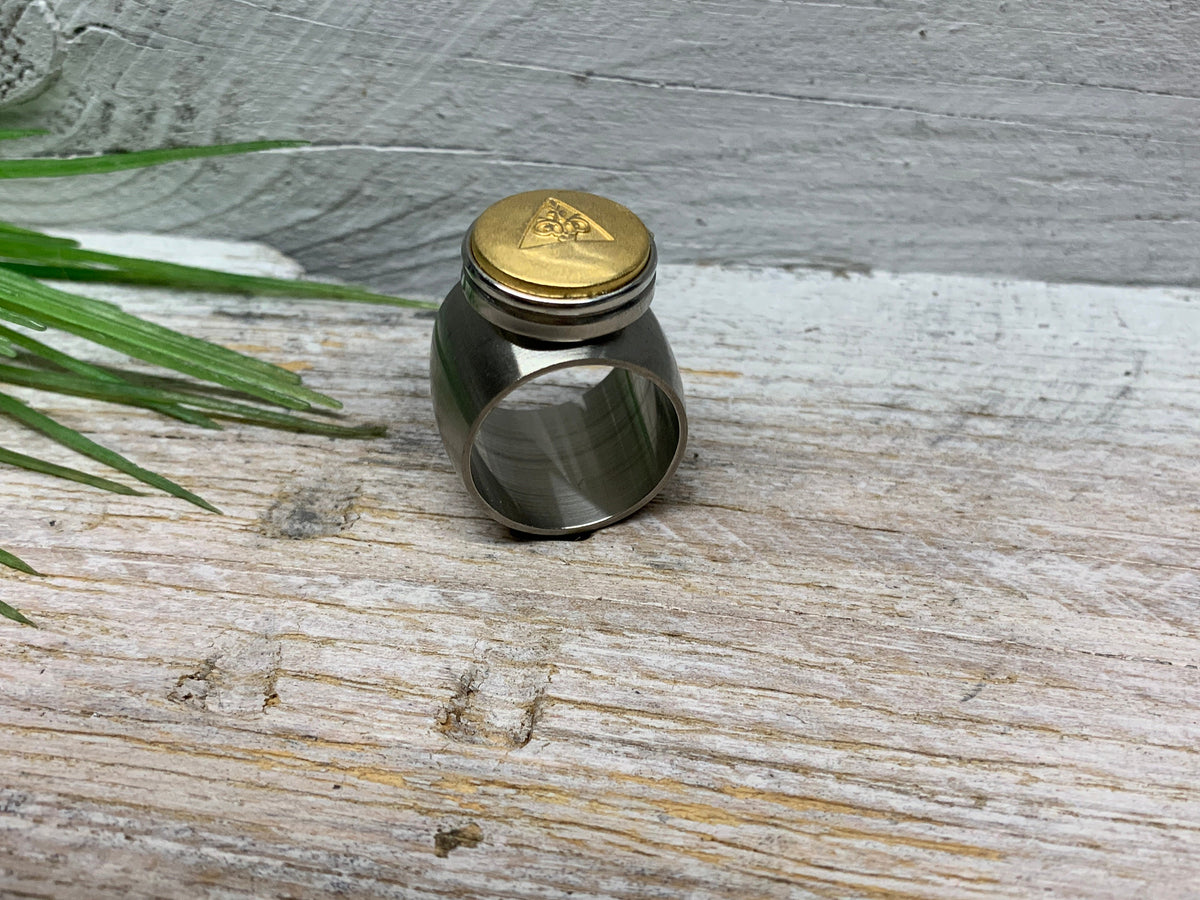 Geometrischer Edelstahl Ring Gr. 17 und 19 mm – Bicolor Design
