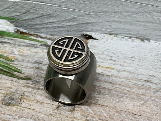 Keltischer Edelstahl Ring Gr. 17 / 18 mm – Wechselbares Chunk Design
