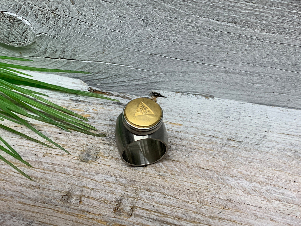 Geometrischer Edelstahl Ring Gr. 17 und 19 mm – Bicolor Design