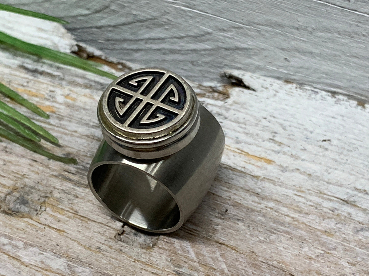 Keltischer Edelstahl Ring Gr. 17 / 18 mm – Wechselbares Chunk Design