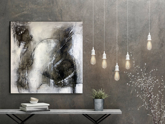 Handgemaltes Acrylbild vom Künstler auf Leinwand in taupe braun creme - Unikat als Moderne Kunst Deko Gemälde abstrakte Malerei u. Original - Hochwertige handgemalte Kunst auf Leinwand.