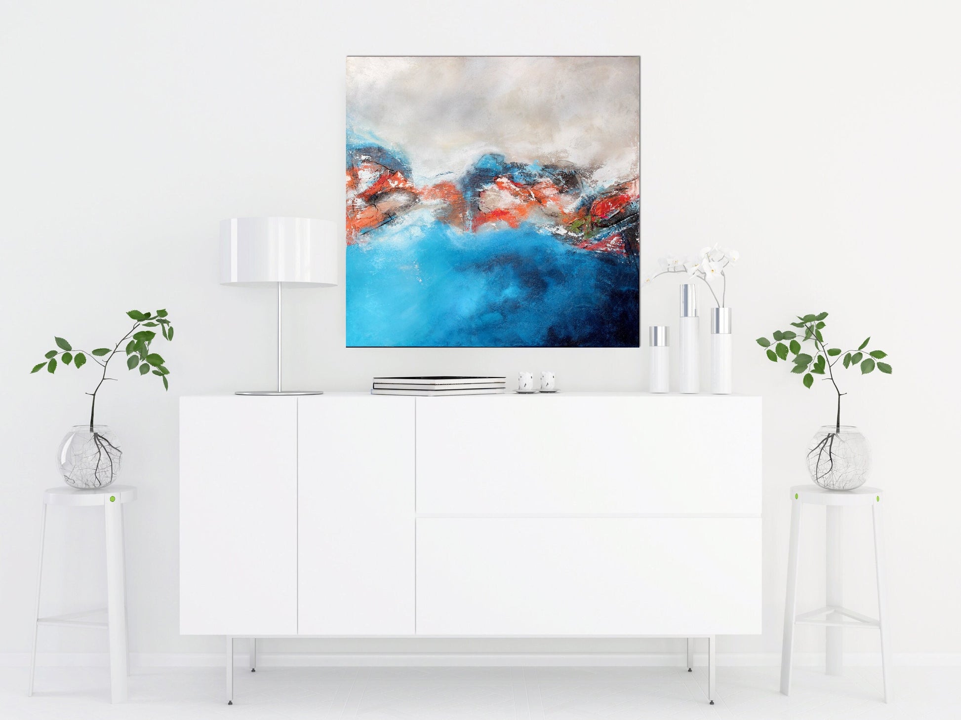 Original abstrakte Malerei „Schwung“, 100x100 cm, moderne Kunst in Mischtechnik von Atelier steph-aRt, einzigartiges Kunstwerk auf Leinwand - Hochwertige handgemalte Kunst auf Leinwand.