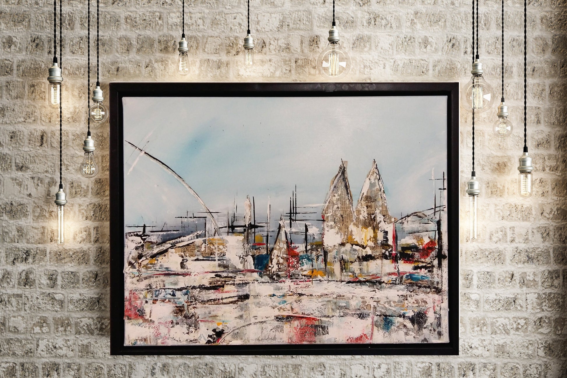 Handgemaltes Acrylbild vom Künstler auf Leinwand - "Kölle" - ein Unikat als Moderne Kunst Wanddeko Gemälde abstrakte Malerei und Original - Hochwertige handgemalte Kunst auf Leinwand.