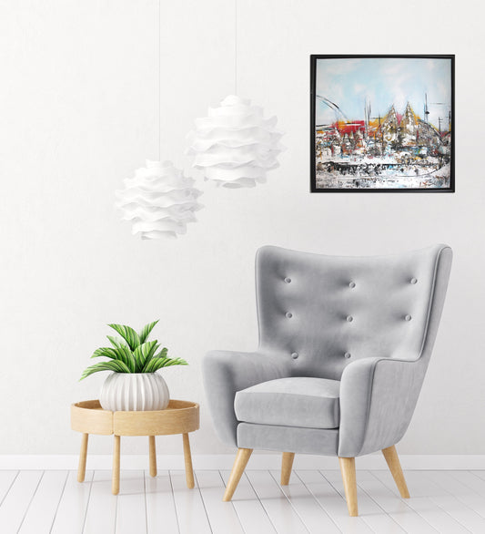 Original " Kölle "  - Größe 50x50 cm blau - UNIKAT Malerei ORIGINAL Modern Abstrakt Bild Acryl - Hochwertige handgemalte Kunst auf Leinwand.