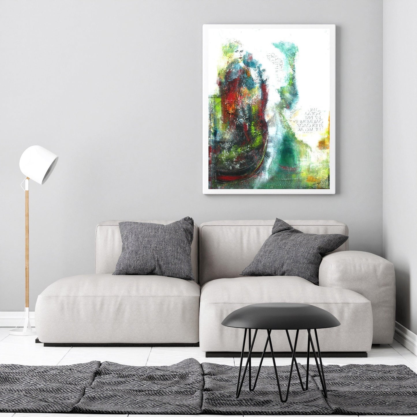 Original " Elle "  - Größe 70 x 100 cm weiß bunt - UNIKAT Malerei ORIGINAL Modern Abstrakt Bild Acryl - Hochwertige handgemalte Kunst auf Leinwand.