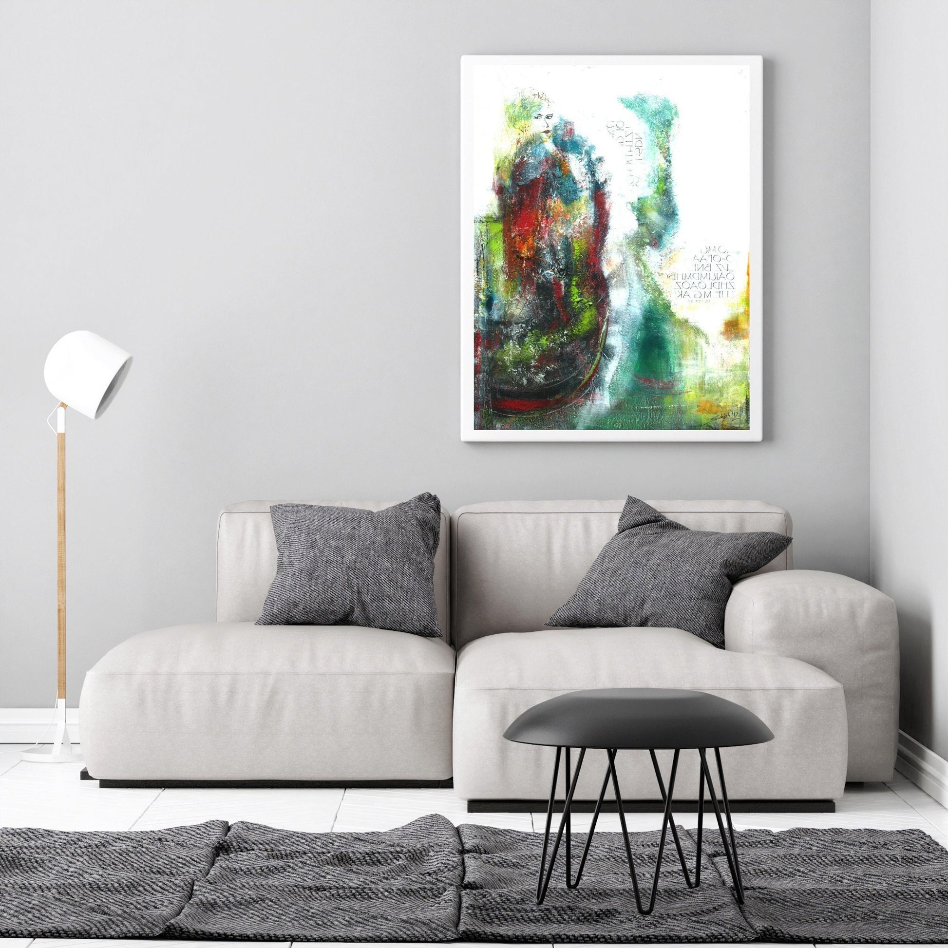 Original " Elle "  - Größe 70 x 100 cm weiß bunt - UNIKAT Malerei ORIGINAL Modern Abstrakt Bild Acryl - Hochwertige handgemalte Kunst auf Leinwand.