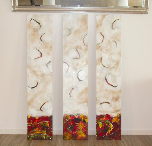Handgemaltes Acrylbild vom Künstler auf Leinwand x3-"Triptychon"- ein Unikat als Moderne Kunst Wanddeko Gemälde abstrakte Malerei + Original - Hochwertige handgemalte Kunst auf Leinwand.