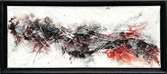 Original " Im Fluss "  - Größe 50 x 20 cm schwarz rot silber UNIKAT Malerei ORIGINAL Modern Abstrakt Bild Acryl Mischtechnik - Hochwertige handgemalte Kunst auf Leinwand.