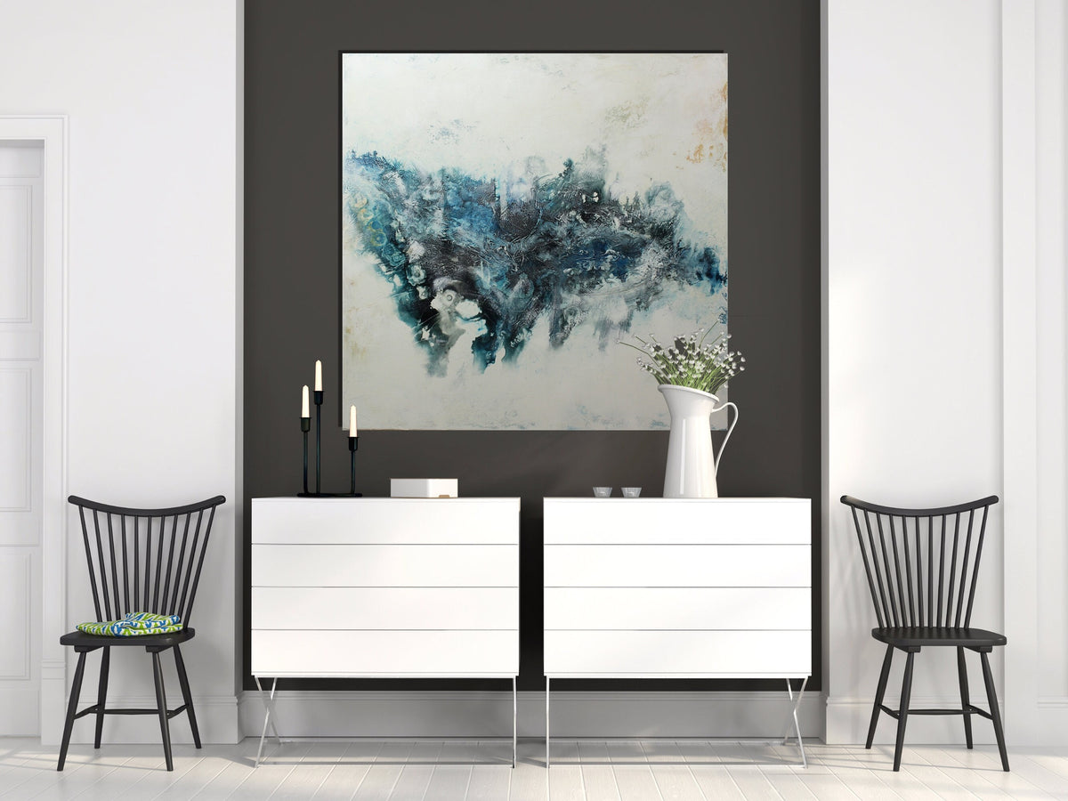 Original abstrakte Acrylmalerei, 100x100 cm, moderne Kunst in Hochglanz-Lasur von Atelier steph-aRt, einzigartiges Kunstwerk auf Leinwand - Hochwertige handgemalte Kunst auf Leinwand.