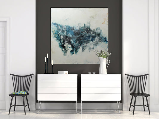 Original abstrakte Acrylmalerei, 100x100 cm, moderne Kunst in Hochglanz-Lasur von Atelier steph-aRt, einzigartiges Kunstwerk auf Leinwand - Hochwertige handgemalte Kunst auf Leinwand.