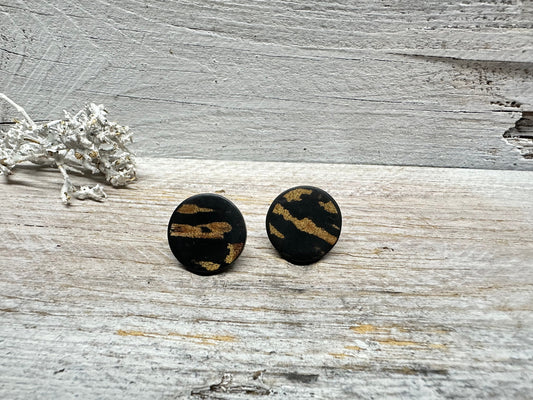 Minimalistische Ohrstecker aus Edelstahl und Holz – Elegante Ohrringe in Schwarz-Braun